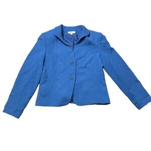 Vintage Bigio Collection Blue Wool Blazer Jacket Size 16 Classic Professional